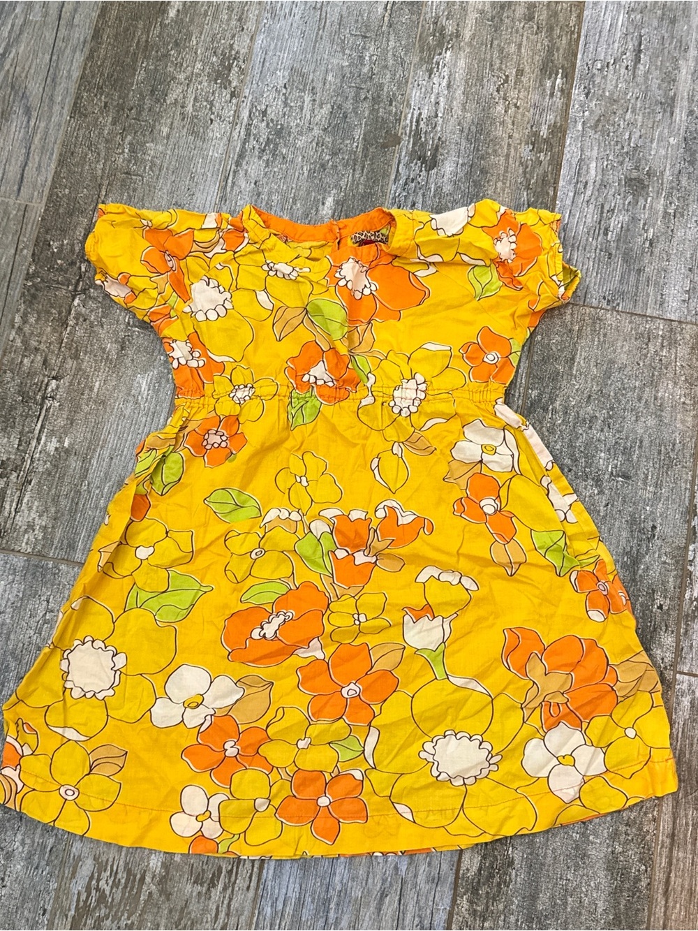 Pink Chicken Girls Floral Yellow and orange Cotton Dress